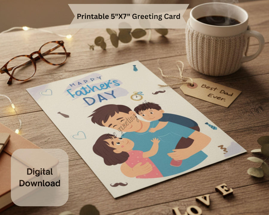 Father's Day Card Printable | Dad Hug Illustration (Digital Download)