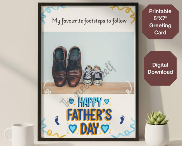 Father's Day Card Printable, Dad Photo Frame Card, Instant Download 5x7 Greeting Card for Dad, Digital Download,Father's Day Greeting Card