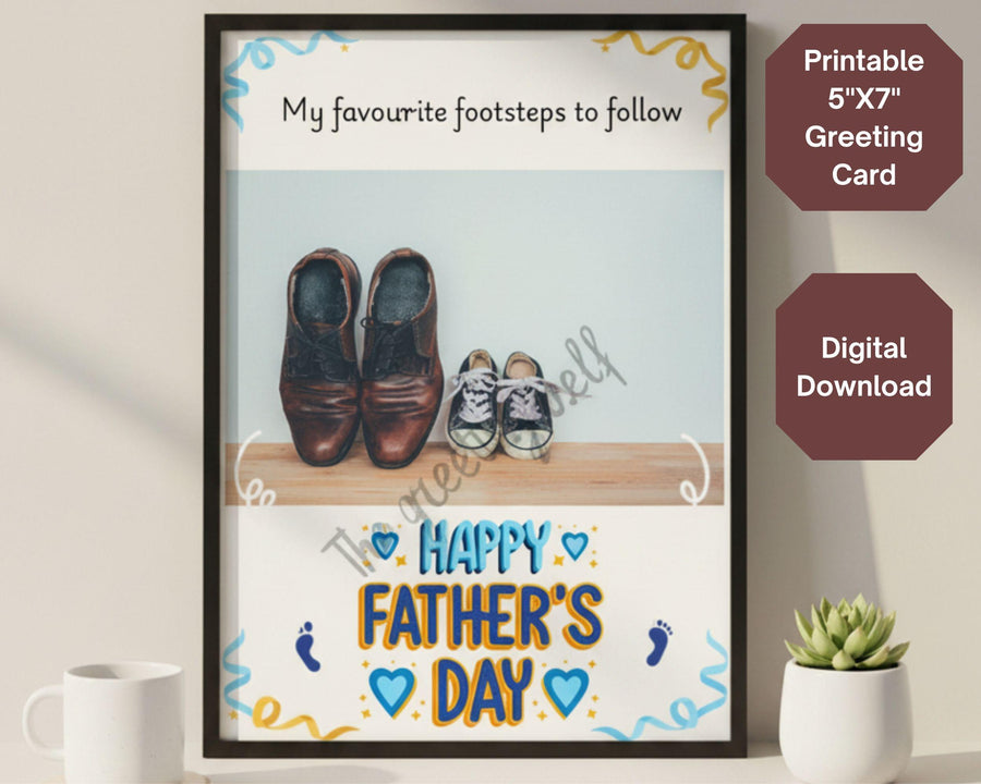 Father's Day Card Printable, Dad Photo Frame Card, Instant Download 5x7 Greeting Card for Dad, Digital Download,Father's Day Greeting Card