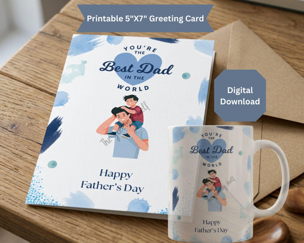 Happy Father's Day Card, Dad Kids Greeting Card, 5x7 Printable (Digital Download)